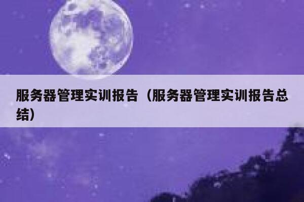 服务器管理实训报告（服务器管理实训报告总结） 第1张