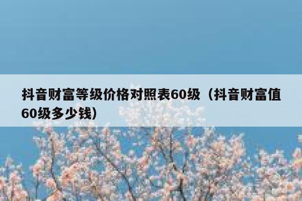 抖音财富等级价格对照表60级（抖音财富值60级多少钱） 第1张