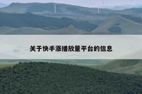 关于快手涨播放量平台的信息 第1张