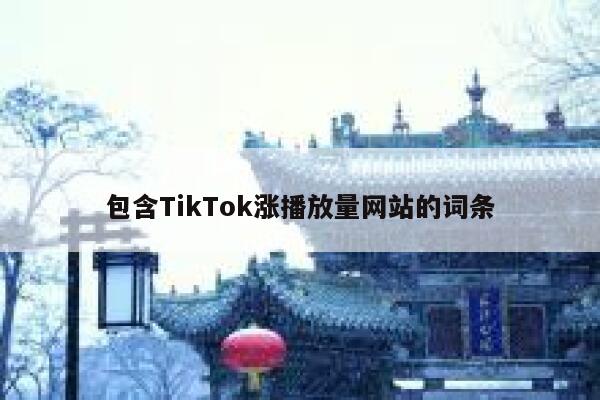 包含TikTok涨播放量网站的词条 第1张