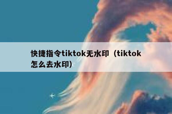 快捷指令tiktok无水印（tiktok怎么去水印） 第1张