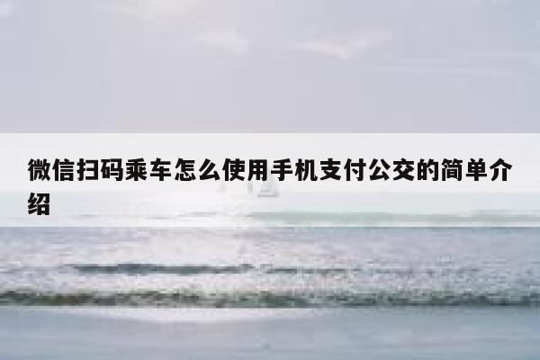 微信扫码乘车怎么使用手机支付公交的简单介绍 第1张