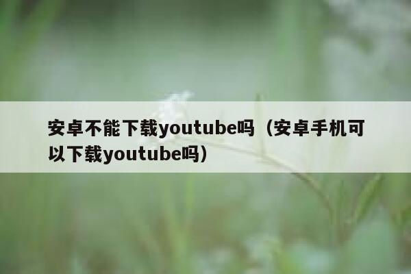 安卓不能下载youtube吗（安卓手机可以下载youtube吗） 第1张