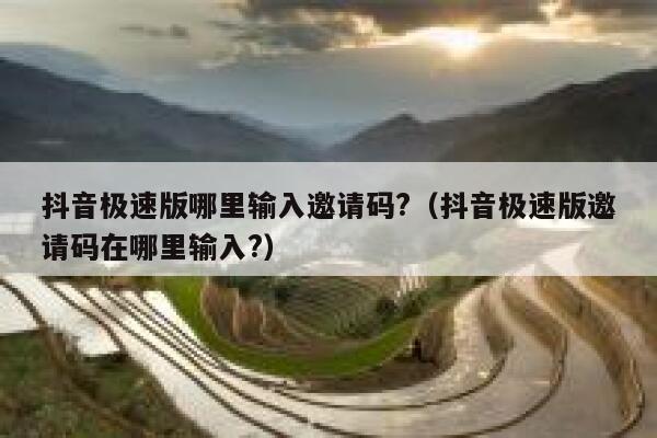 抖音极速版哪里输入邀请码?（抖音极速版邀请码在哪里输入?） 第1张