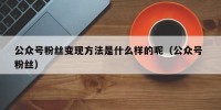 公众号粉丝变现方法是什么样的呢（公众号 粉丝）