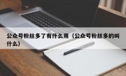 公众号粉丝多了有什么用（公众号粉丝多的叫什么）