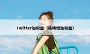 Twitter加粉丝（推特增加粉丝）