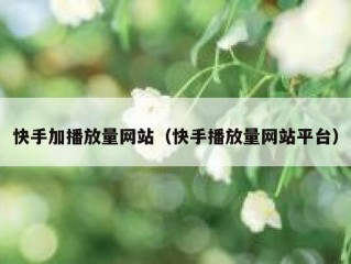 快手加播放量网站（快手播放量网站平台）