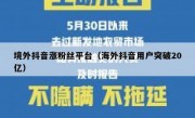 境外抖音涨粉丝平台（海外抖音用户突破20亿）