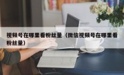 视频号在哪里看粉丝量（微信视频号在哪里看粉丝量）