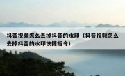 抖音视频怎么去掉抖音的水印（抖音视频怎么去掉抖音的水印快捷指令）