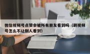 微信视频号点赞会被所有朋友看到吗（刷视频号怎么不让别人看到）