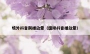 境外抖音刷播放量（国际抖音播放量）