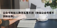 公众号粉丝人数怎么看不到（微信公众号看不到粉丝数）