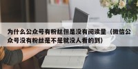 为什么公众号有粉丝但是没有阅读量（微信公众号没有粉丝是不是就没人看的到）