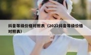 抖音等级价格对照表（2022抖音等级价格对照表）