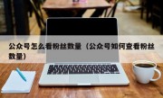 公众号怎么看粉丝数量（公众号如何查看粉丝数量）