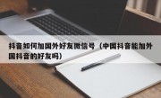 抖音如何加国外好友微信号（中国抖音能加外国抖音的好友吗）