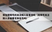 微信视频号的关注别人能看到吗（视频号关注别人会被看见微信号吗）