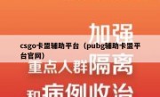 csgo卡盟辅助平台（pubg辅助卡盟平台官网）