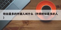 粉丝最多的外国人叫什么（外网粉丝最多的人）