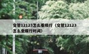 交管12123怎么看限行（交管12123怎么查限行时间）