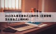 2021怎么看王者自己上线时长（王者荣耀怎么查自己上线时间）