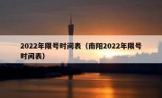 2022年限号时间表（南阳2022年限号时间表）