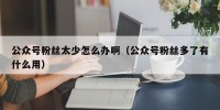 公众号粉丝太少怎么办啊（公众号粉丝多了有什么用）