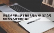 微信公众号粉丝多了有什么好处（微信公众号粉丝多少人会带来广告?）