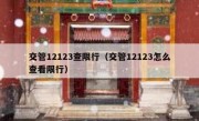 交管12123查限行（交管12123怎么查看限行）