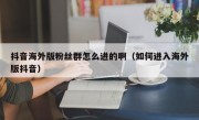 抖音海外版粉丝群怎么进的啊（如何进入海外版抖音）