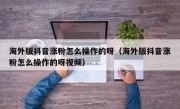 海外版抖音涨粉怎么操作的呀（海外版抖音涨粉怎么操作的呀视频）