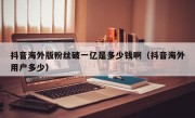 抖音海外版粉丝破一亿是多少钱啊（抖音海外用户多少）