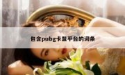 包含pubg卡盟平台的词条