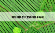 限号路段怎么查询的简单介绍