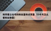 如何看公众号的粉丝量和点赞量（公众号怎么看粉丝数量）