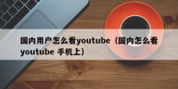 国内用户怎么看youtube（国内怎么看youtube 手机上）