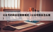 公众号的粉丝在哪里看的（公众号粉丝怎么看）