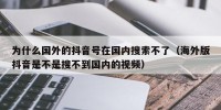 为什么国外的抖音号在国内搜索不了（海外版抖音是不是搜不到国内的视频）