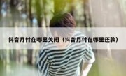 抖音月付在哪里关闭（抖音月付在哪里还款）