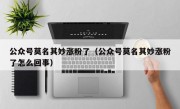 公众号莫名其妙涨粉了（公众号莫名其妙涨粉了怎么回事）