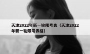 天津2022年新一轮限号表（天津2022年新一轮限号表格）