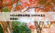 tiktok刷粉丝网站（tiktok怎么买粉丝）