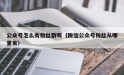 公众号怎么有粉丝群呢（微信公众号粉丝从哪里来）