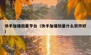 快手加播放量平台（快手加播放量什么软件好）