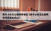 新手小白怎么做跨境电商（新手小白怎么做跨境电商是真的么）