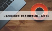 公众号精准涨粉（公众号精准涨粉什么意思）