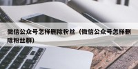 微信公众号怎样删除粉丝（微信公众号怎样删除粉丝群）