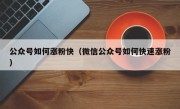 公众号如何涨粉快（微信公众号如何快速涨粉）